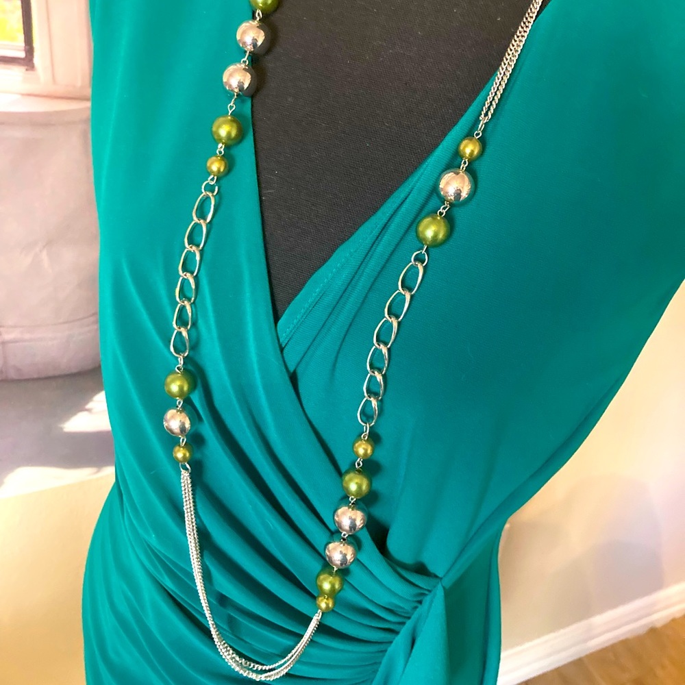 Long green and silver jewelry set